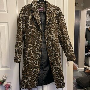 Vigus’s Leopard Print Wool/Poly Blend Dress Coat - Women’s Small
